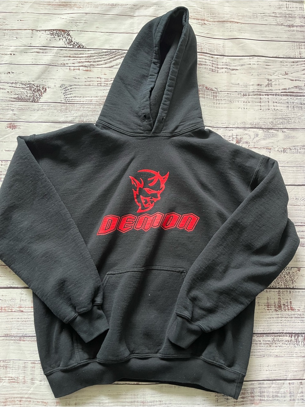 Dodge Demon Sweatshirt Hoodie Black/Red Cotton/Poly Muscle Car SRT Unisex Lg